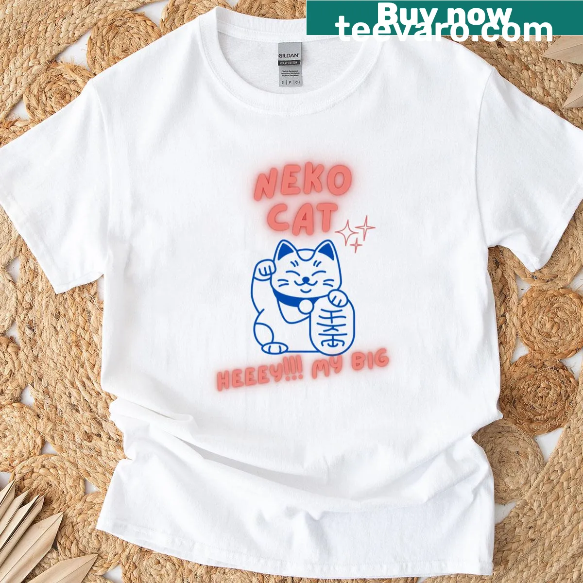 Illustrated cat design on a T-shirt, perfect for cat lovers — on a men's t-shirt