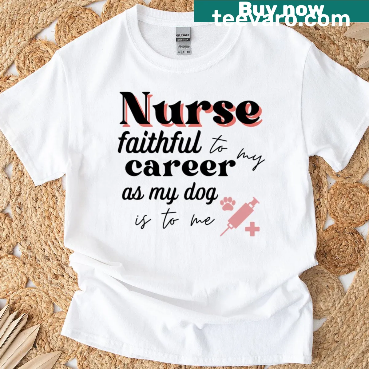 T-shirt with heartwarming graphic for nurses and dog lovers — on a men's t-shirt