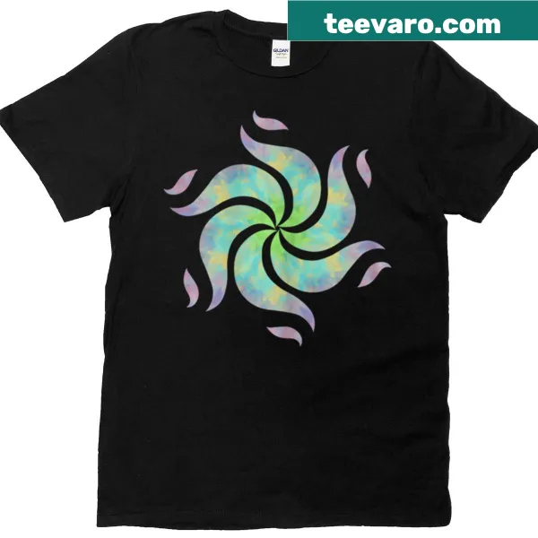 T-shirt with a spiral ocean wave pattern