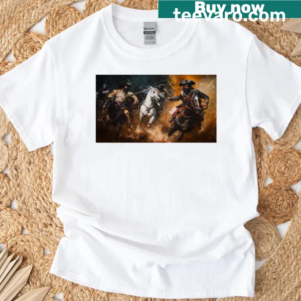 Dramatic T-shirt featuring a duel scene from Outlaws Of The Empire
