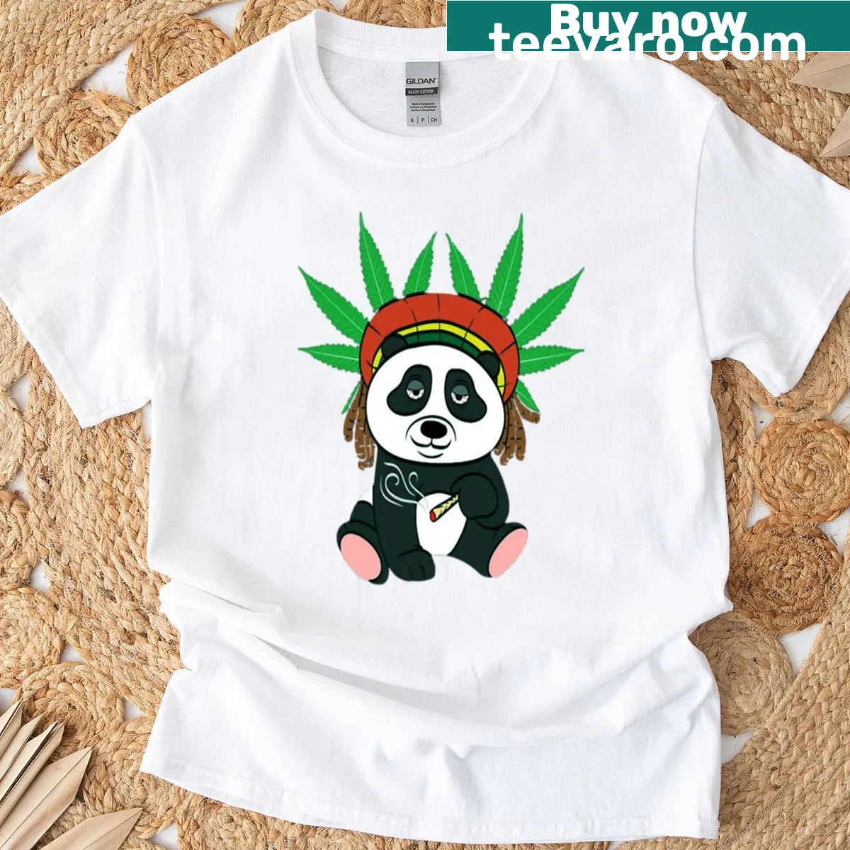 T-shirt featuring a playful panda graphic — on a men's t-shirt