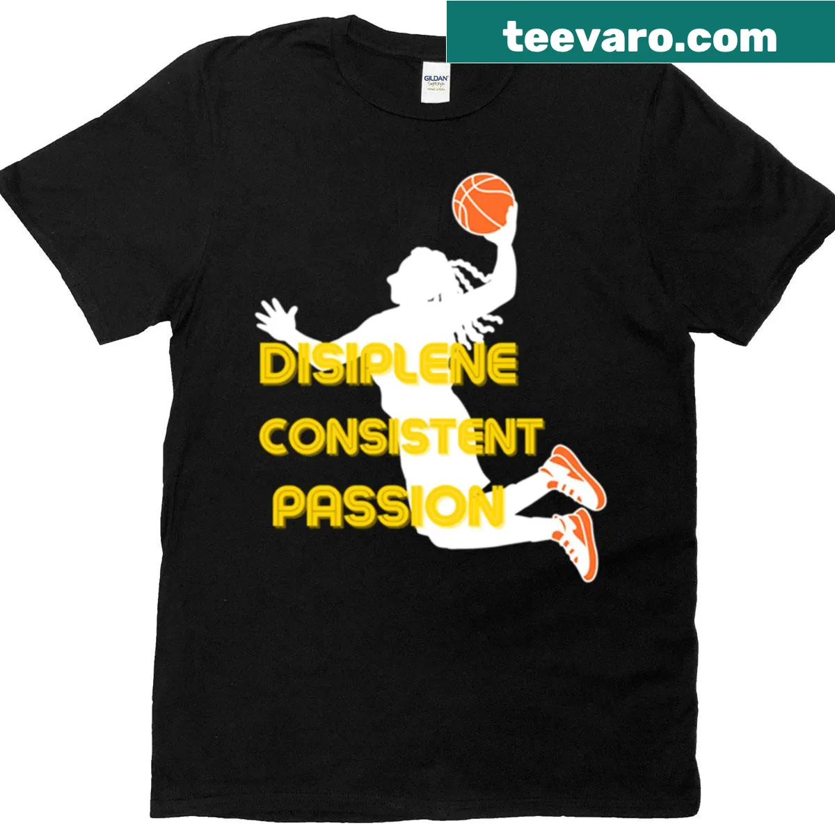 T-shirt featuring the words 'Passion, Perseverance, Discipline' in bold text — on a men's t-shirt