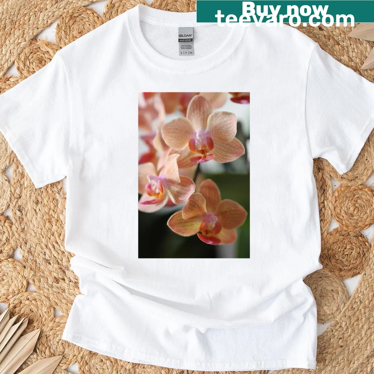 Illustration of Phalaenopsis orchid on a t-shirt — on a men's t-shirt