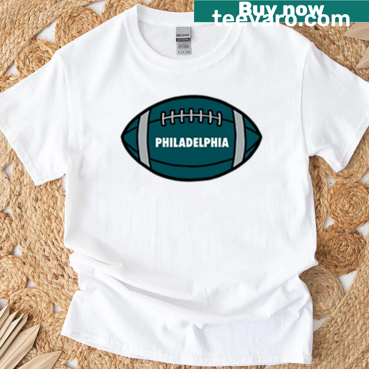 Typography design Philadelphia football t-shirt — on a men's t-shirt
