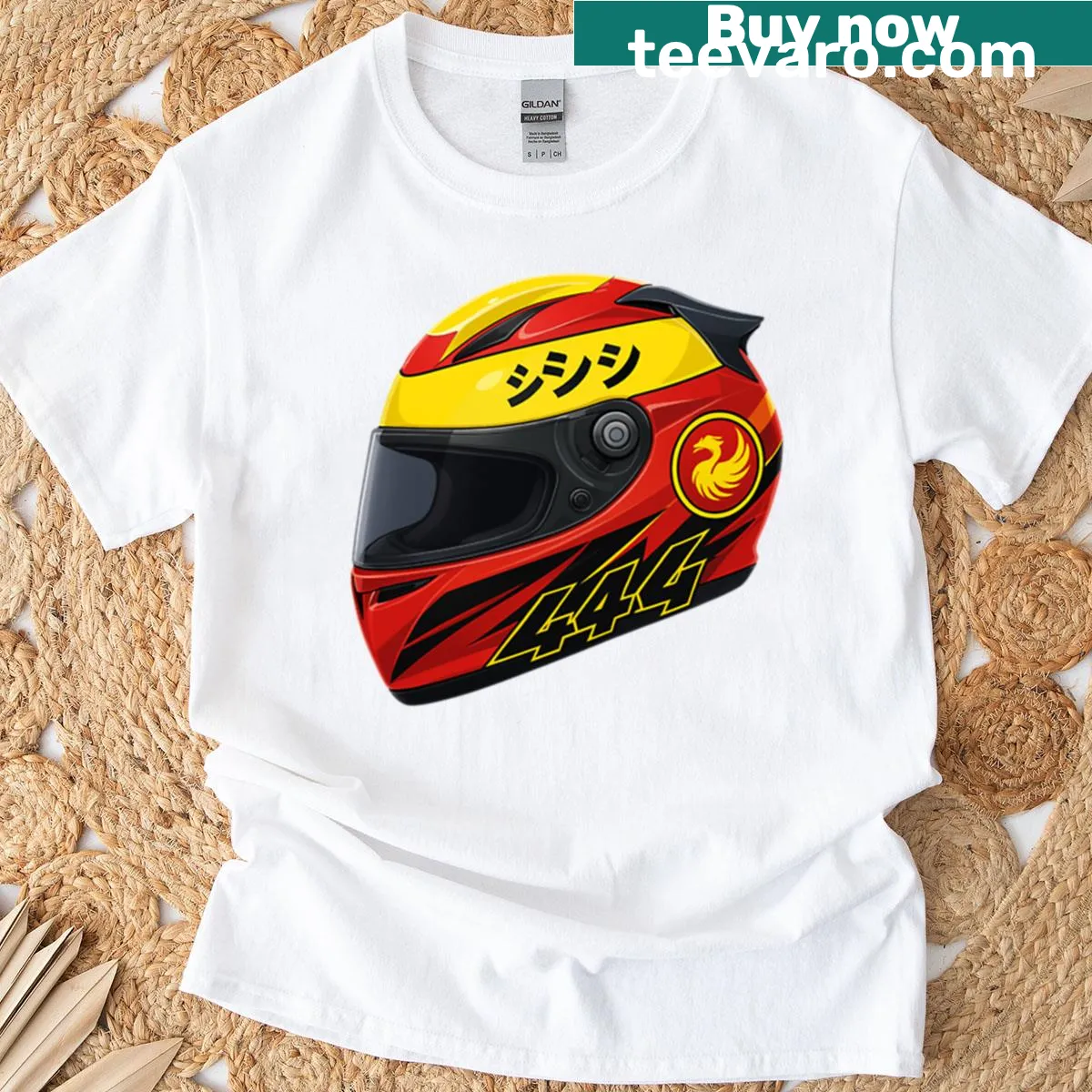 Racing helmet illustration on a t-shirt — on a men's t-shirt