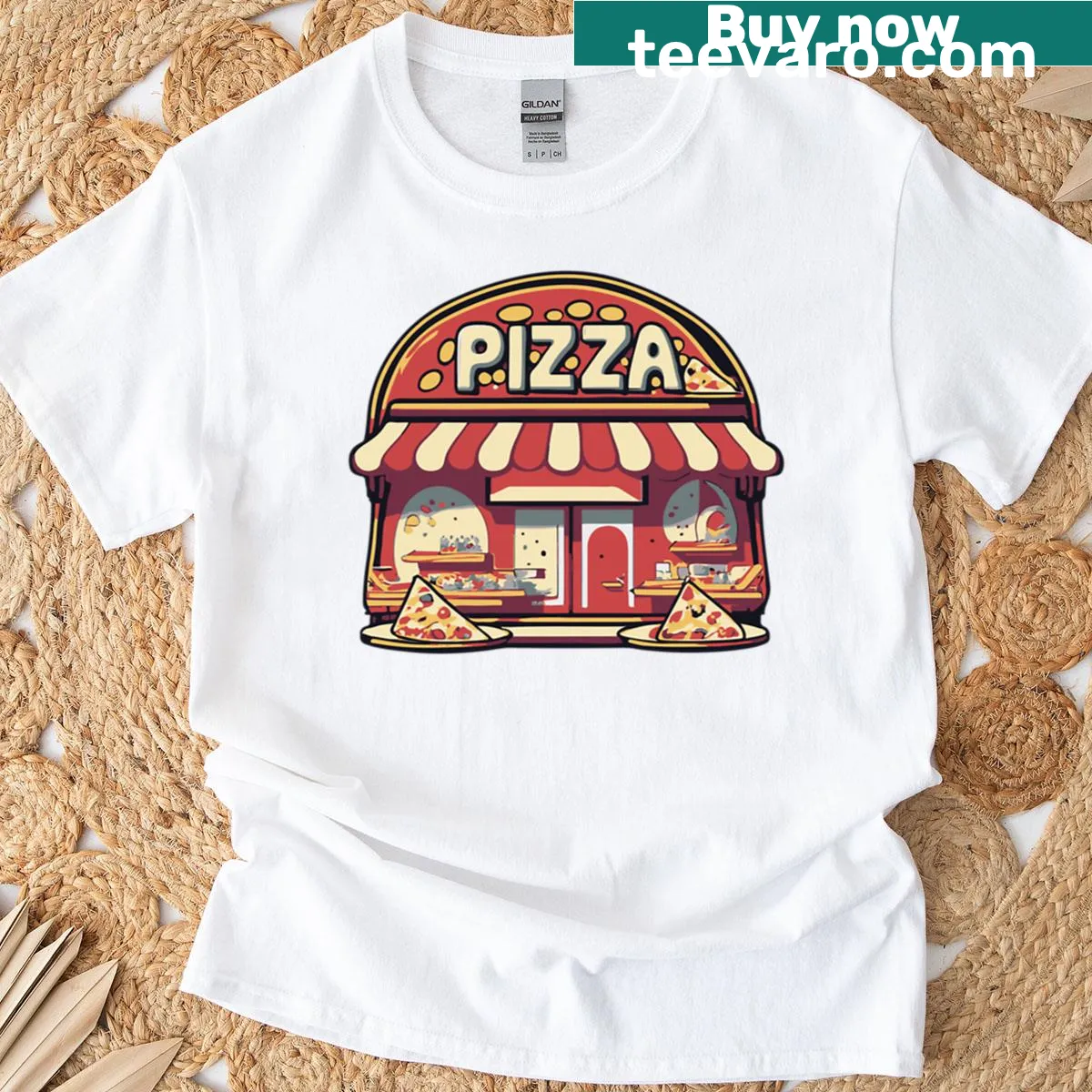 Pizza Parlor themed t-shirt celebrating pizza culture — on a men's t-shirt