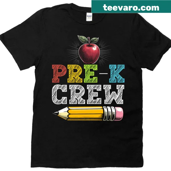 Graphic celebrating first day of school for pre-k on t-shirt