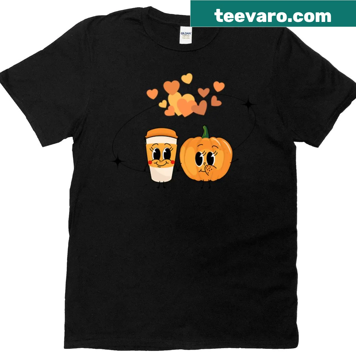 Charming pumpkin spice themed T-shirt with playful typography — on a men's t-shirt