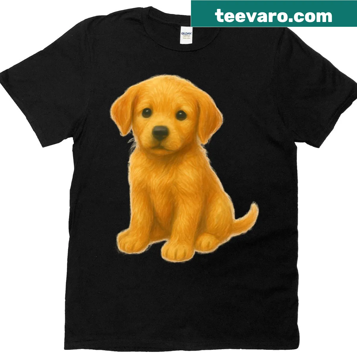 Cute cartoon puppy graphic on a T-shirt — on a men's t-shirt