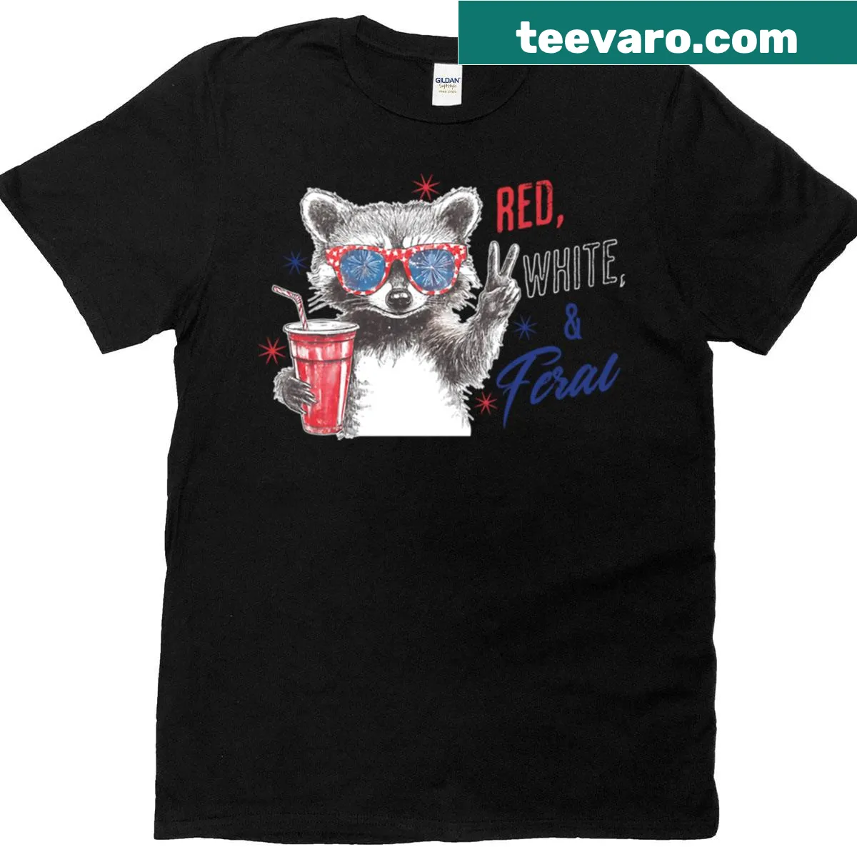 Youth T-shirt with cute Fourth of July themed graphics — on a men's t-shirt