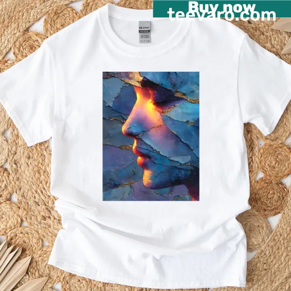 Thought-provoking shattered light design on oversized T-shirt