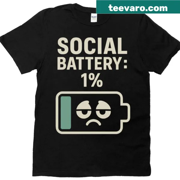 Funny social battery level graphic on a t-shirt