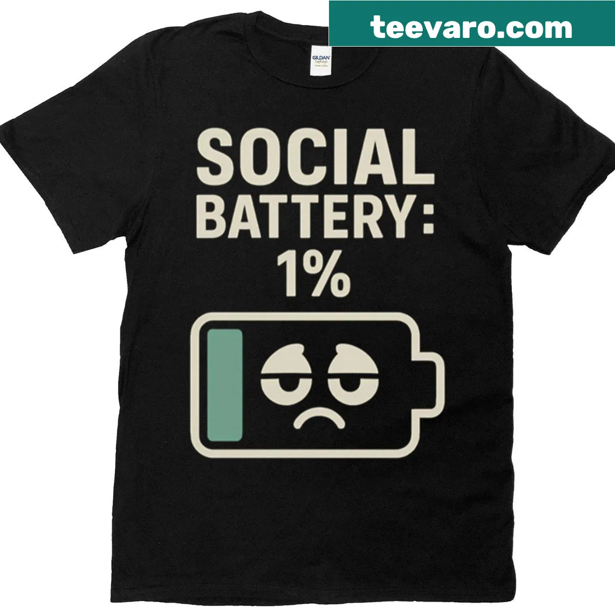 Funny social battery level graphic on a t-shirt — on a men's t-shirt