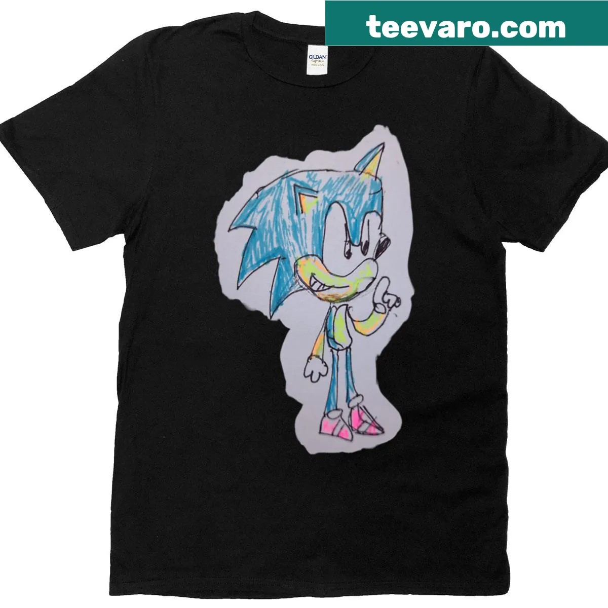 Kids T-shirt with playful sonic-themed drawings for creative expression — on a men's t-shirt