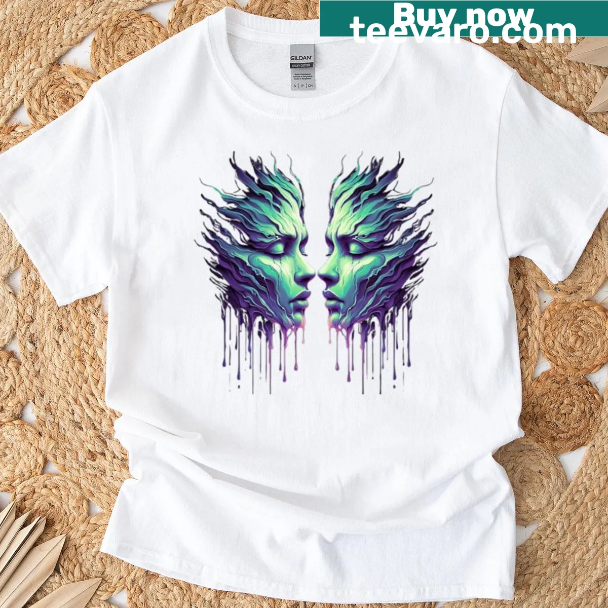 Cosmic embrace design on a soulmate connection t-shirt — on a men's t-shirt
