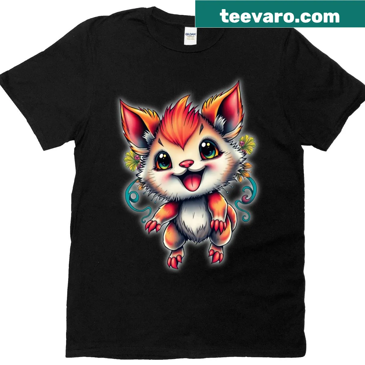Fitted scoop T-shirt with abstract typographic sparkling aura design — on a men's t-shirt