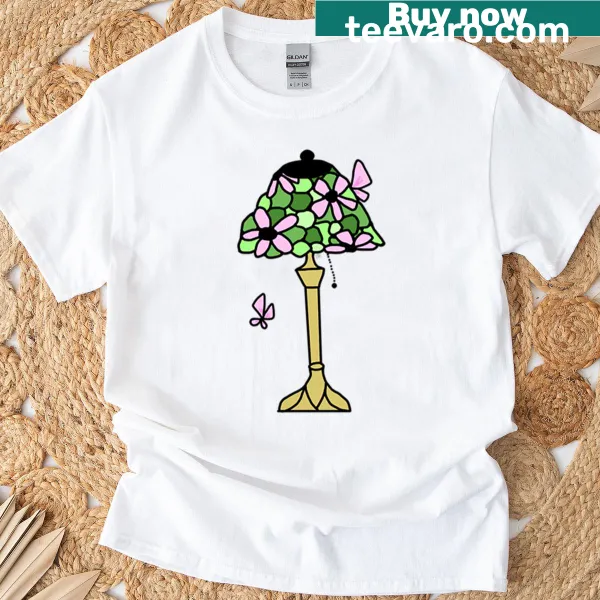Stained glass lamp design on an artistic t-shirt