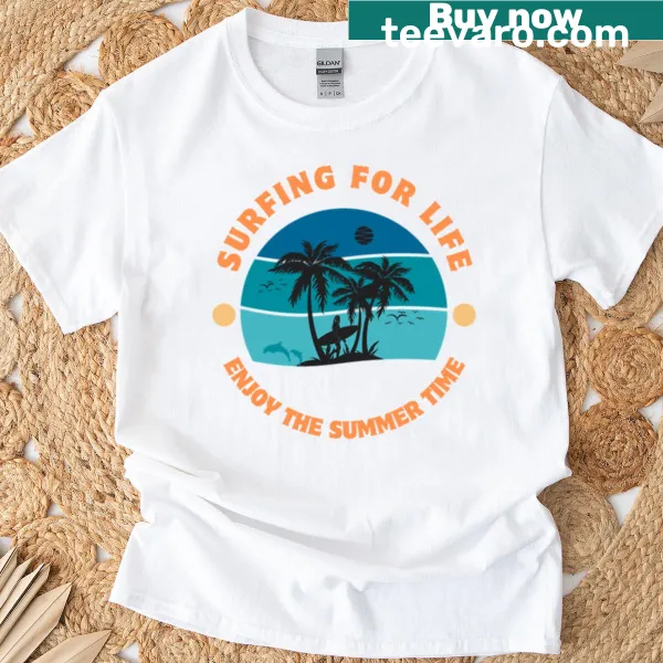 Illustration of surfboards on a T-shirt depicting surfing life