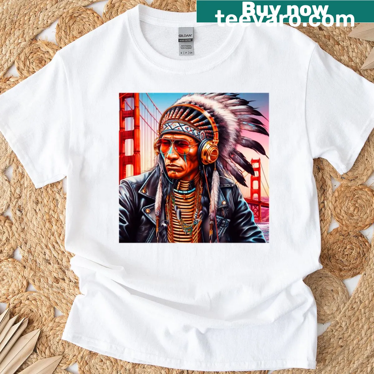 T-shirt featuring Alcatraz-themed graphic design — on a men's t-shirt