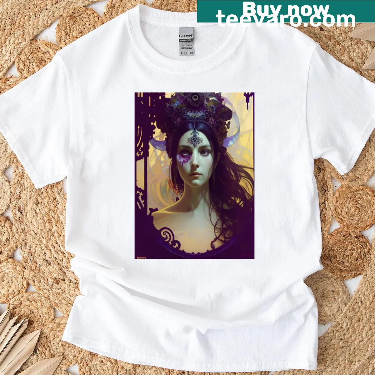 Illustration of the Crimson Queen on an oversized t-shirt — on a men's t-shirt