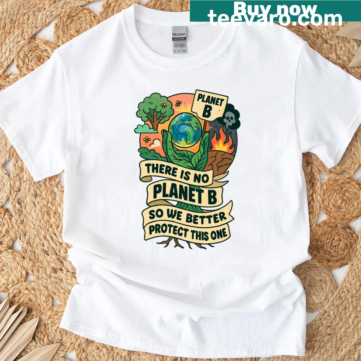 Typographic design stating 'There Is No Planet B' on a t-shirt — on a men's t-shirt