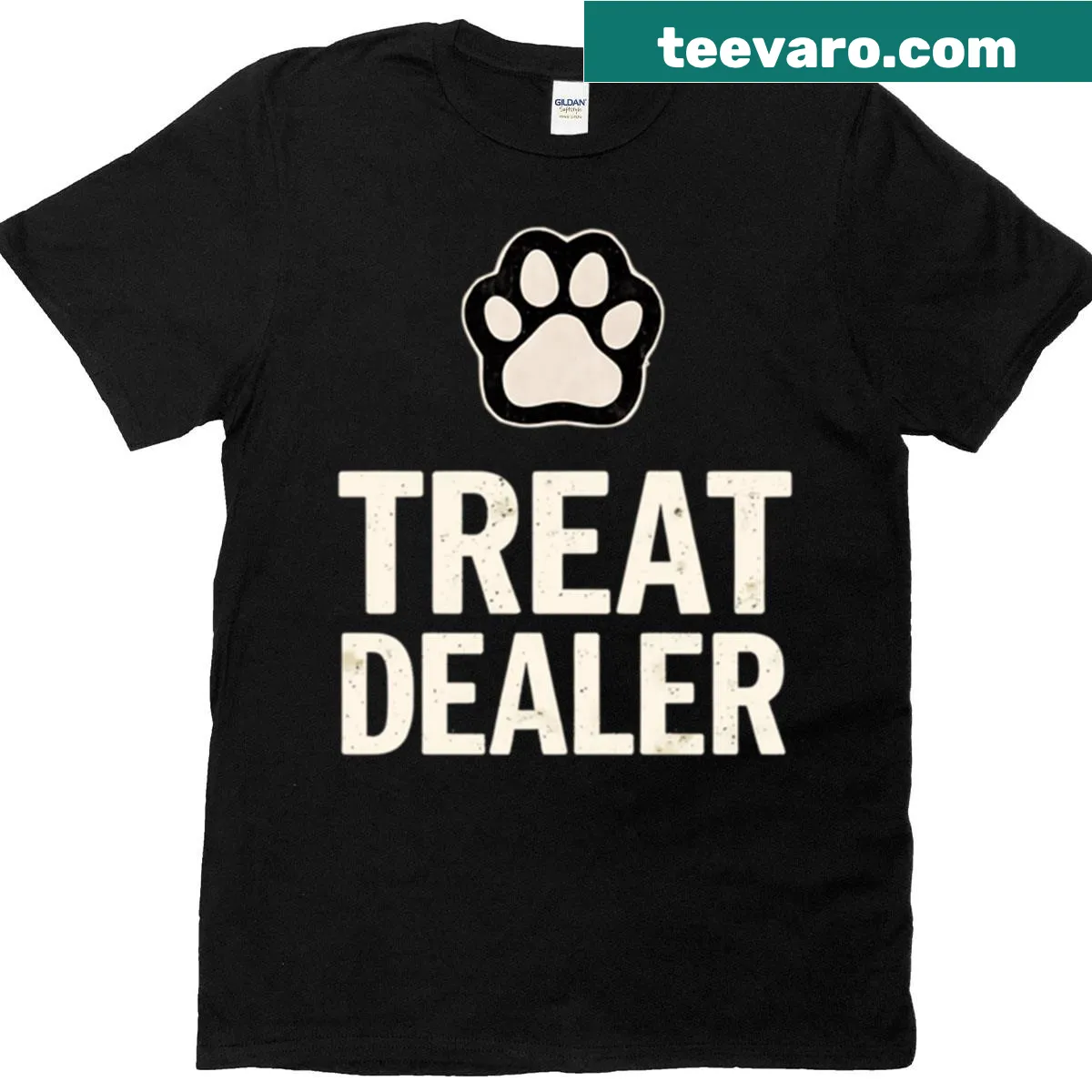 T-shirt with 'Treat Dealer' text, perfect for dog lovers — on a men's t-shirt