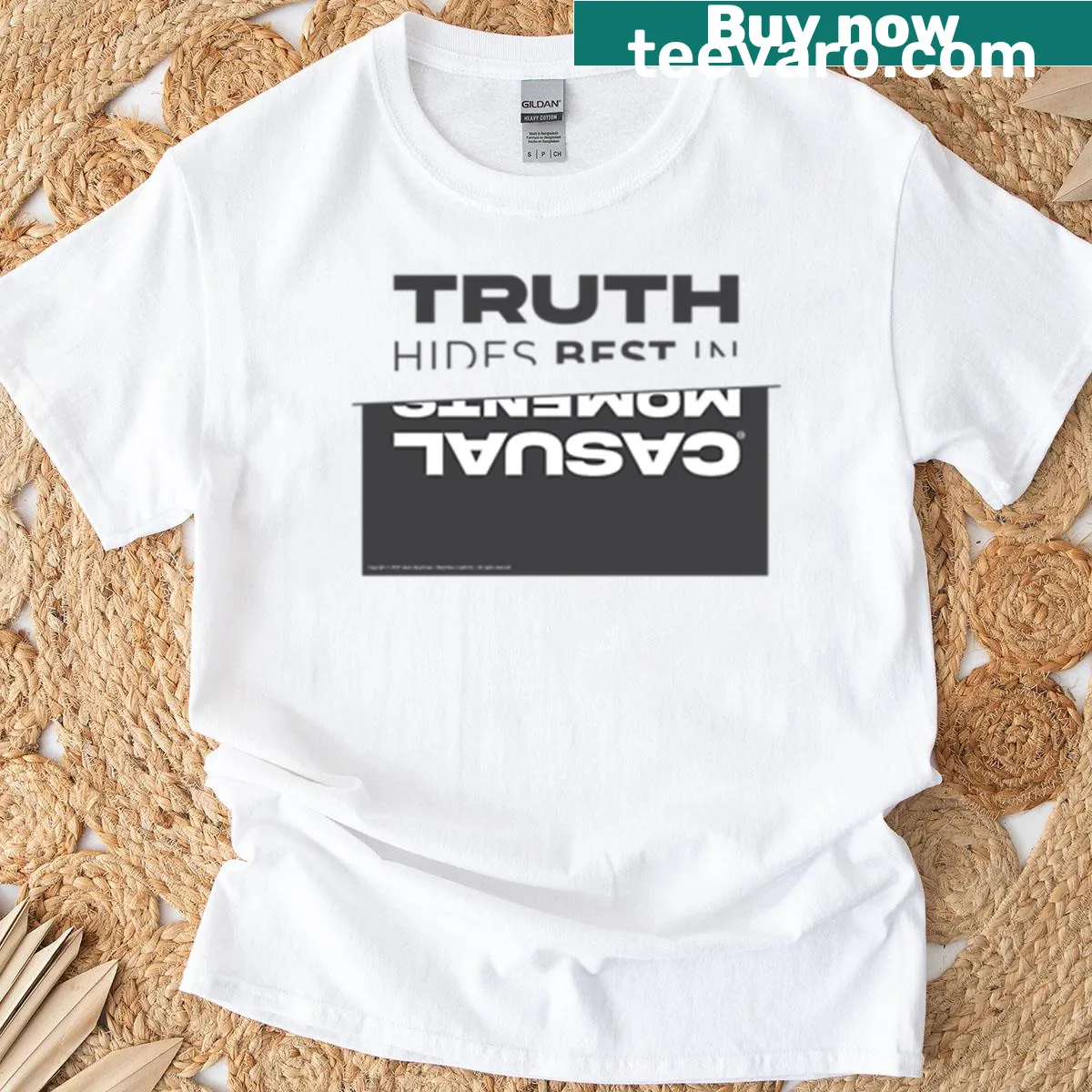 Oversized T-shirt with a thoughtful message about truth — on a men's t-shirt