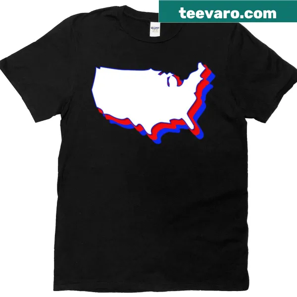 T-shirt featuring a fun retro USA map outline