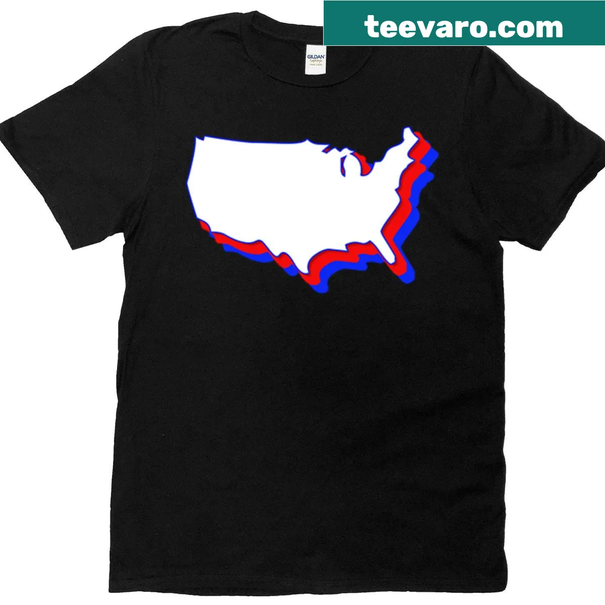 T-shirt featuring a fun retro USA map outline — on a men's t-shirt