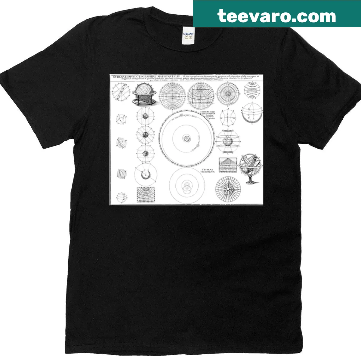 T-shirt featuring vintage astronomy illustrations and celestial designs — on a men's t-shirt