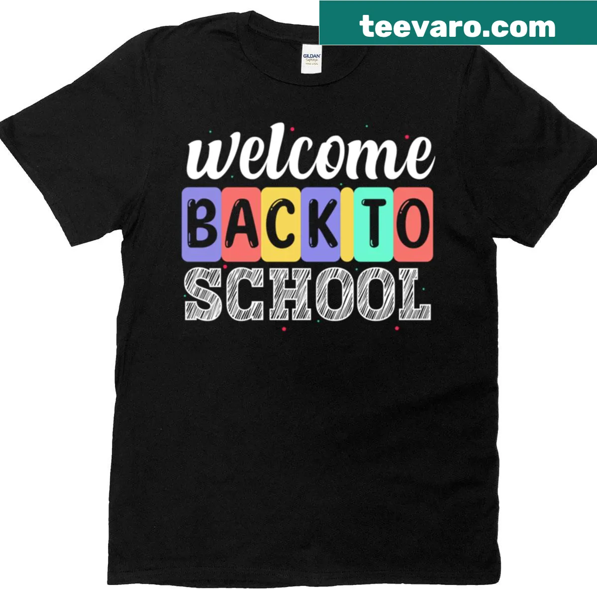 Oversized T-shirt with hand-lettered welcome back to school design — on a men's t-shirt