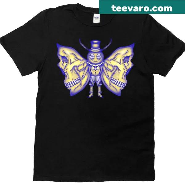 Illustrated premium T-shirt featuring a circus skull moth design