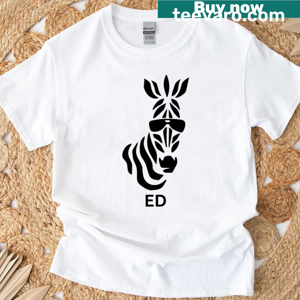 Cartoon zebra graphic on a fitted T-shirt — on a men's t-shirt