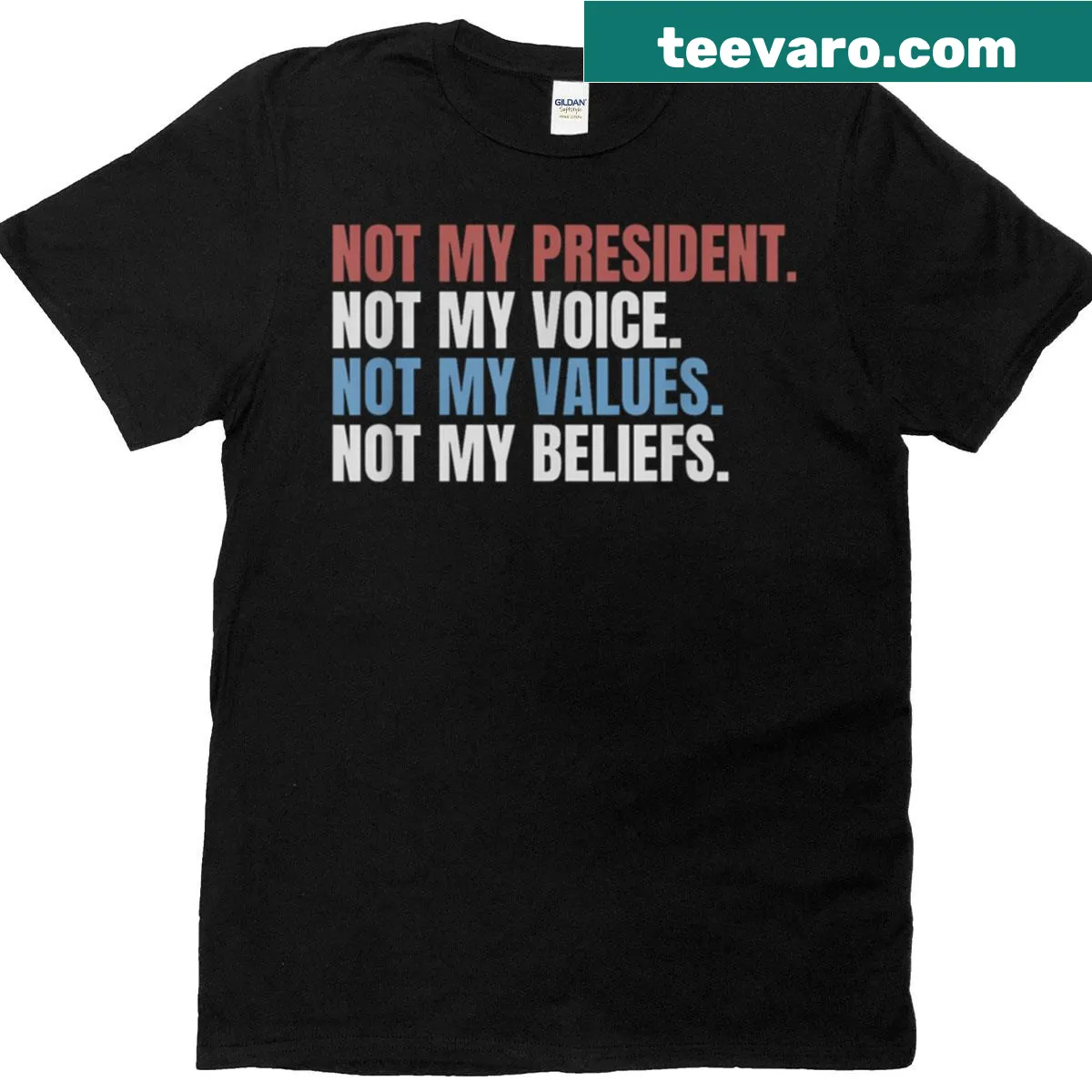 Bold typography statement T-shirt expressing dissent — on a men's t-shirt