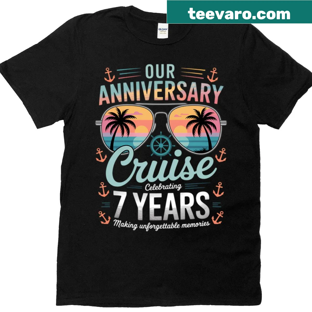 T-shirt celebrating 7th anniversary featuring 'Celebrating 7 Years' — on a men's t-shirt