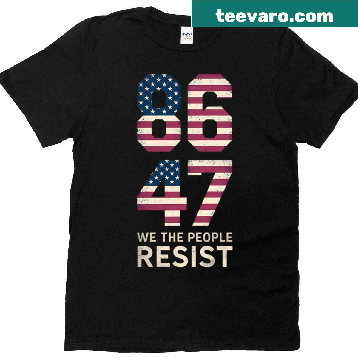 Vintage-style Resist T-shirt featuring American flag and distressed text — on a men's t-shirt