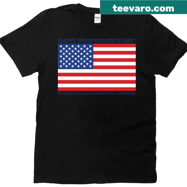 American flag graphic design on a T-shirt celebrating Independence Day.