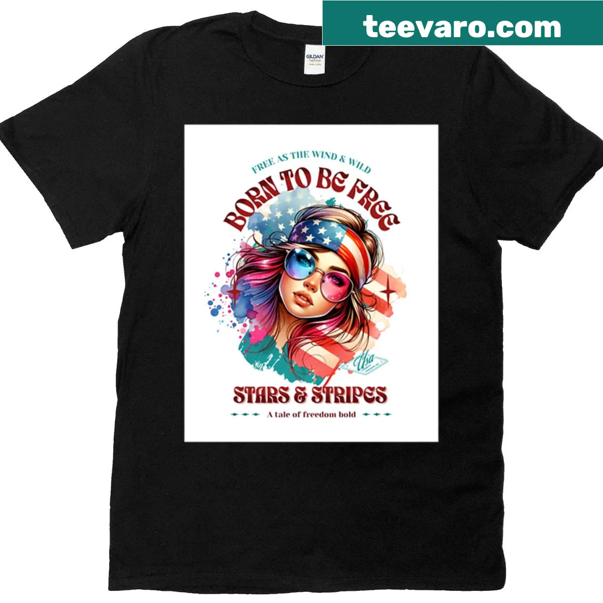 Inspirational 'Born To Be Free' text on a T-shirt for American girls. — on a men's t-shirt