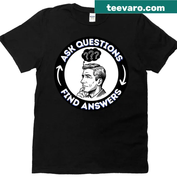 Typographic design featuring 'Ask Questions, Find Answers' text
