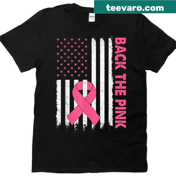 USA flag design with pink ribbon for breast cancer awareness