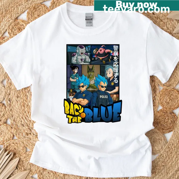 Anime-inspired SSJ Blue graphic on a fan-themed t-shirt