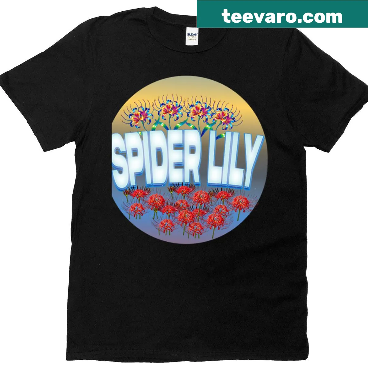 Illustration of a beautiful red spider lily on a t-shirt — on a men's t-shirt