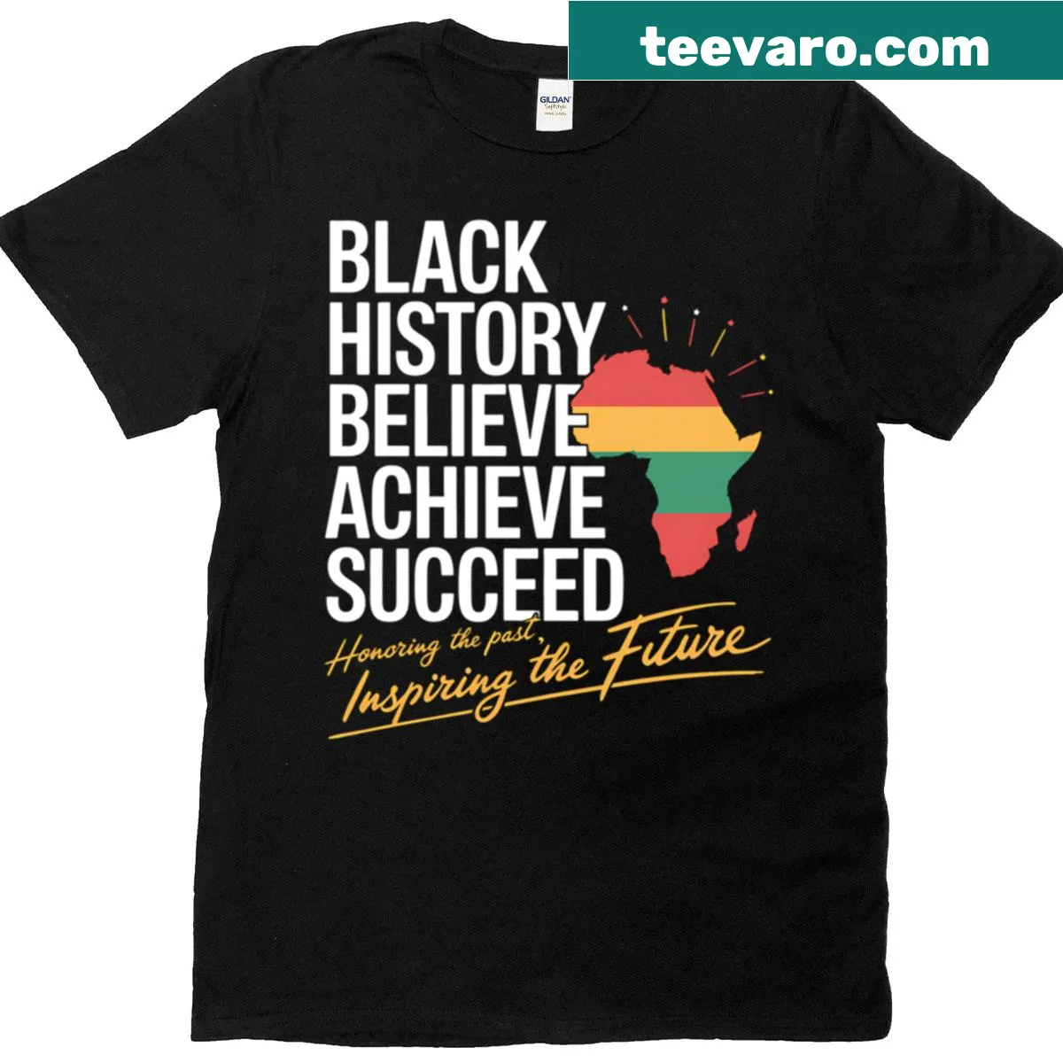 Empowering Black History Month T-shirt with inspirational text — on a men's t-shirt