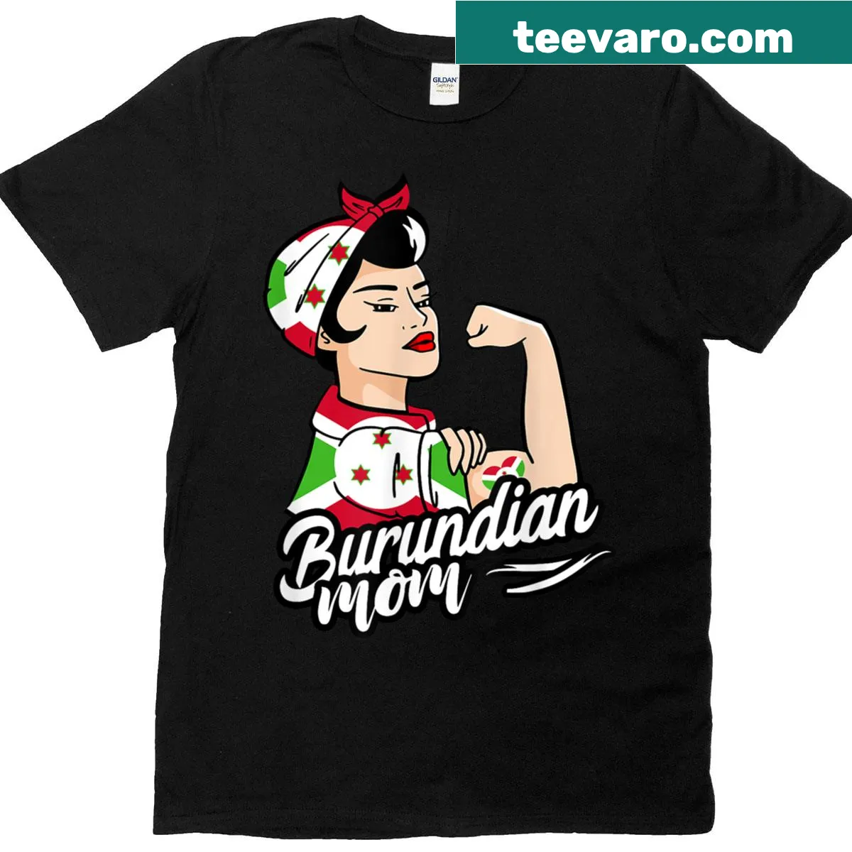 T-shirt celebrating Burundian heritage with a strong woman graphic — on a men's t-shirt