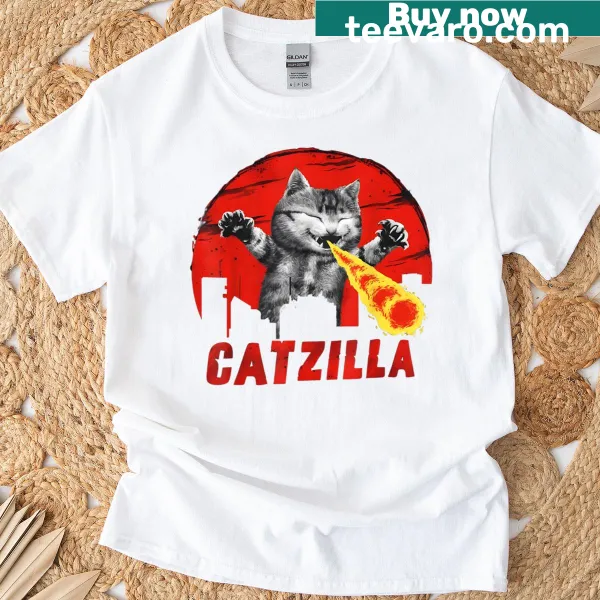 Catzilla illustration featuring a cat in a Japanese art style