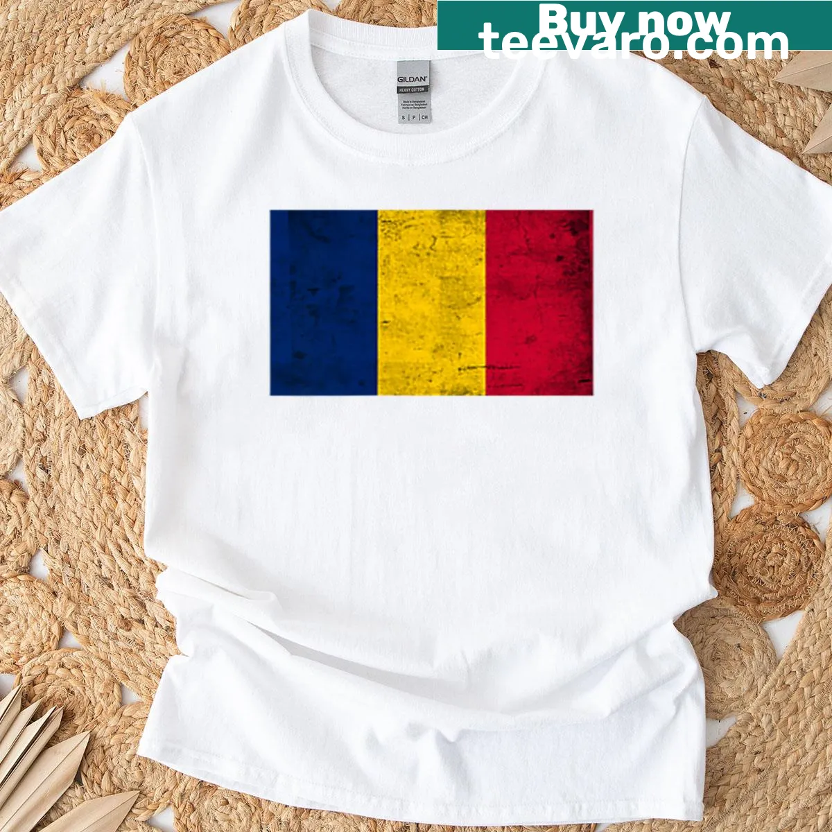 Chad flag graphic t-shirt for patriotic wear — on a men's t-shirt