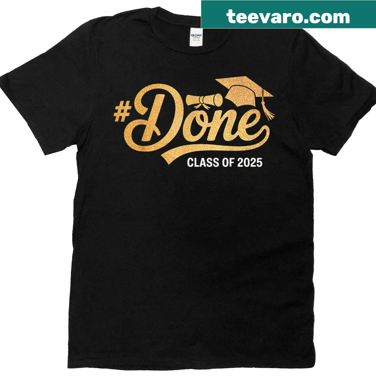 Graduation T-shirt for Class of 2025 with bold text — on a men's t-shirt