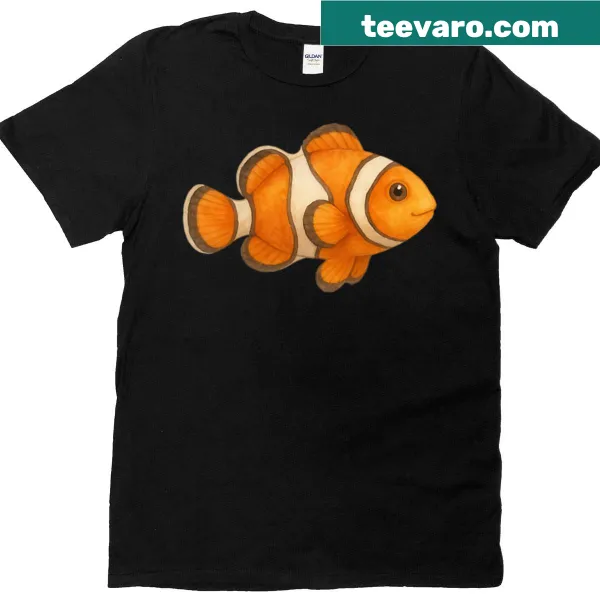 Watercolor T-shirt featuring a clownfish illustration