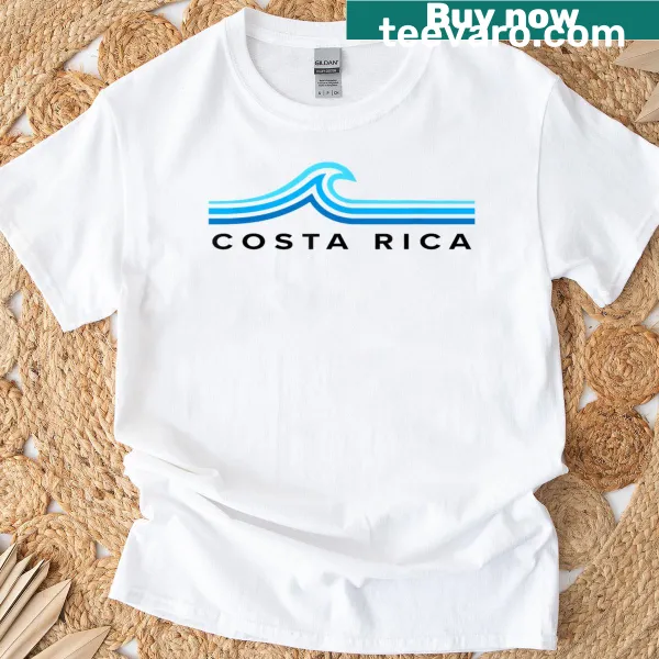 Vintage T-shirt with a retro graphic of waves representing Costa Rica