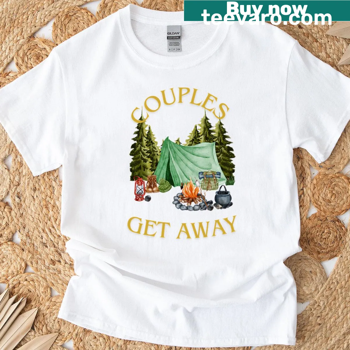Couples T-shirt celebrating nature and outdoor adventures. — on a men's t-shirt